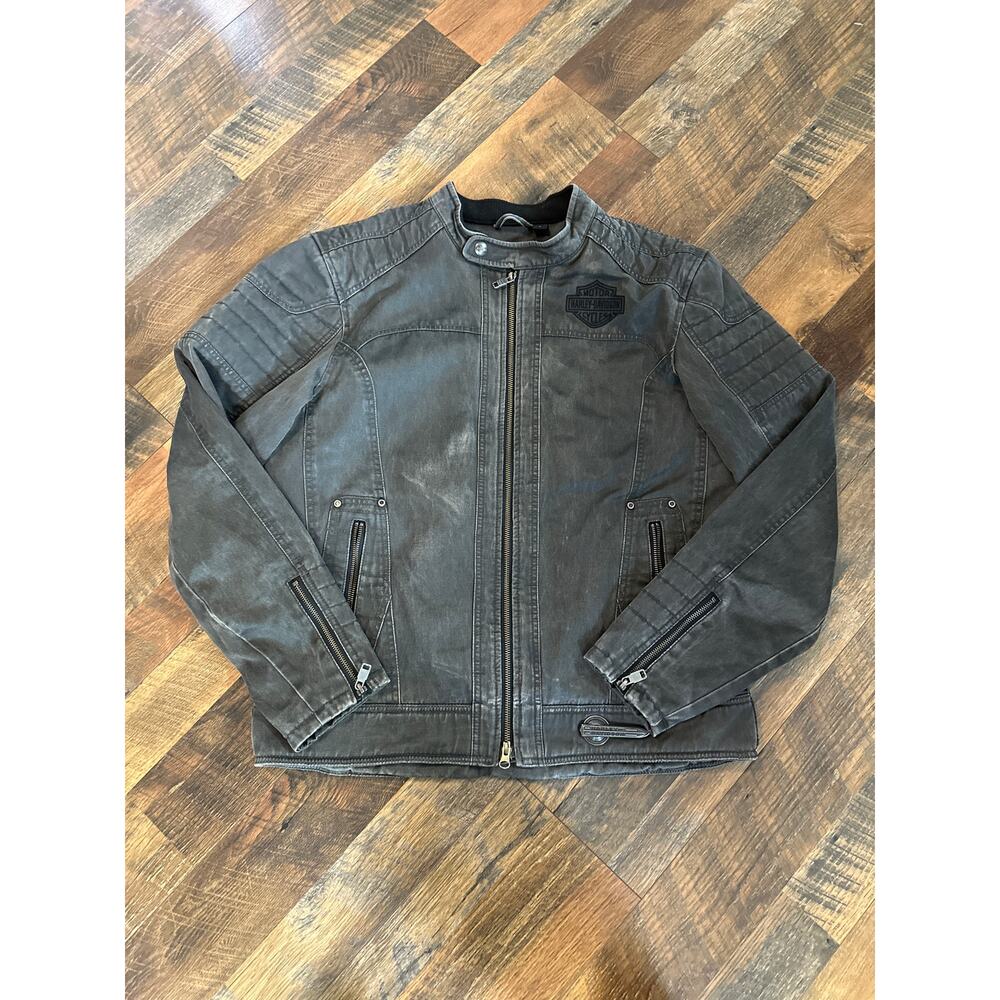 Harley Davidson Decklyn Distressed Casual Jacket Black Motorcycle Biker Sz Large